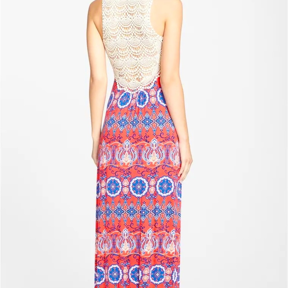 Felicity & Co Maxi Crochet Back Jersey Maxi Dress